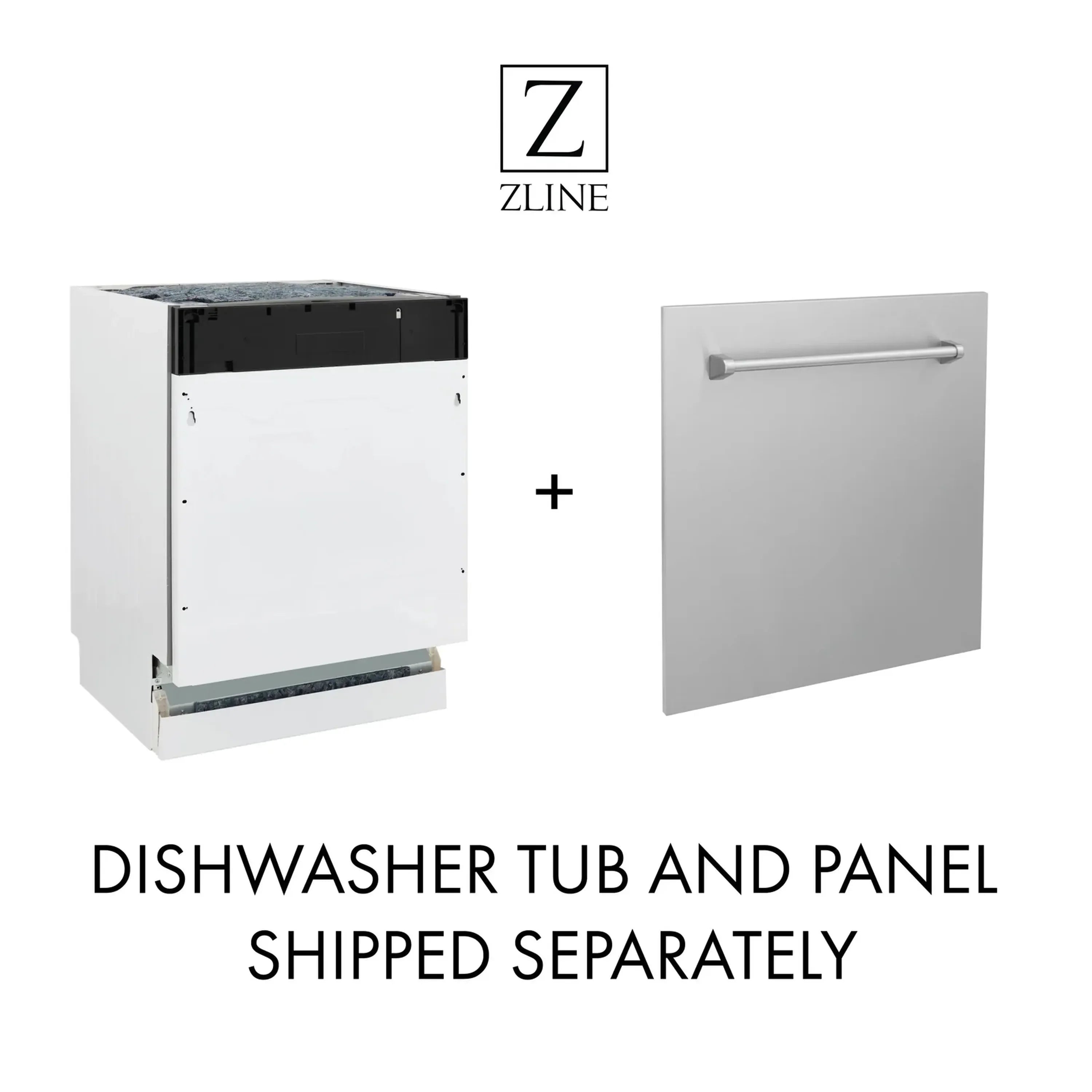 Dishwasher tub and door panel components, shipped separately