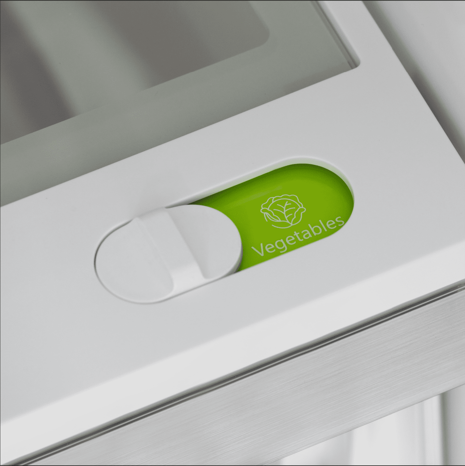 Refrigerator produce drawer with Vegetables control button