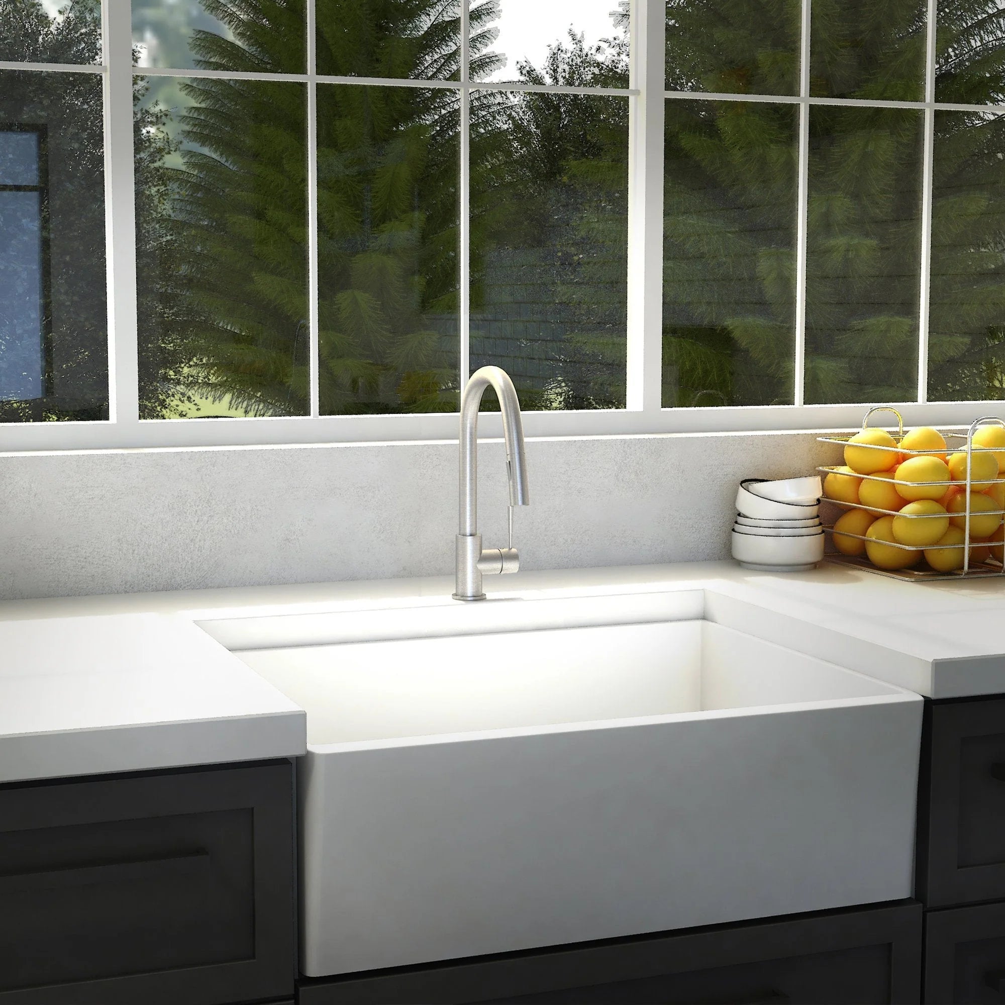 Kitchen faucet with tall arched spout and single lever, polished metal finish