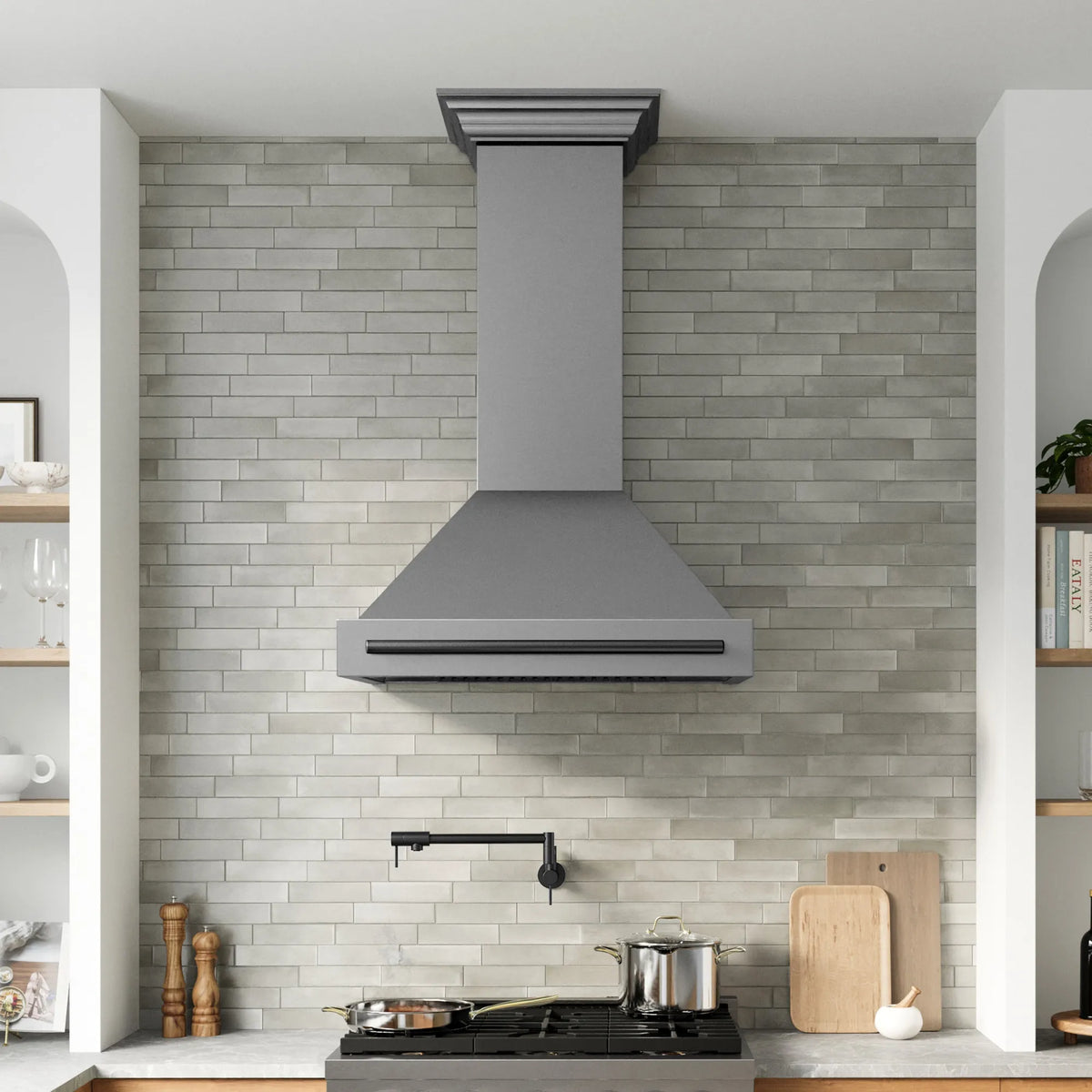 ZLINE Autograph Edition 36-Inch Wall Mount Range Hood Helix Handle in Matte Black