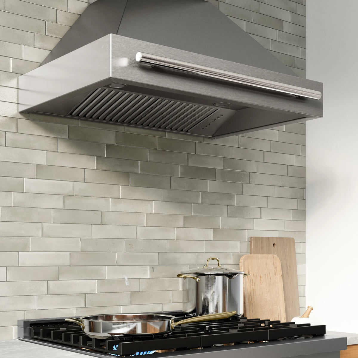 ZLINE Autograph Edition 36-Inch Wall Mount Range Hood Helix Handle in Polished Nickel