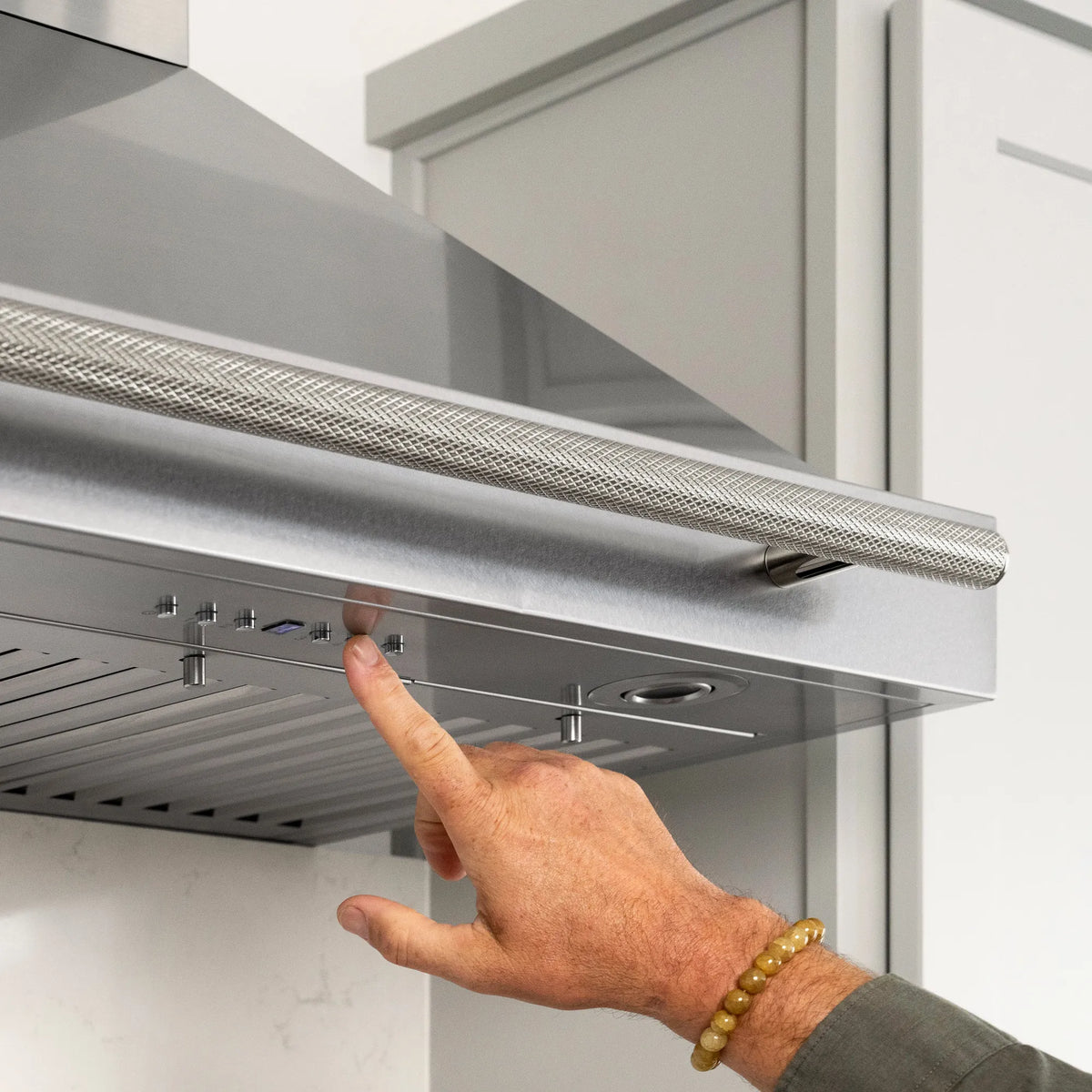 ZLINE Autograph Edition Wall Mount Range Hood Helix Handle in Polished Nickel