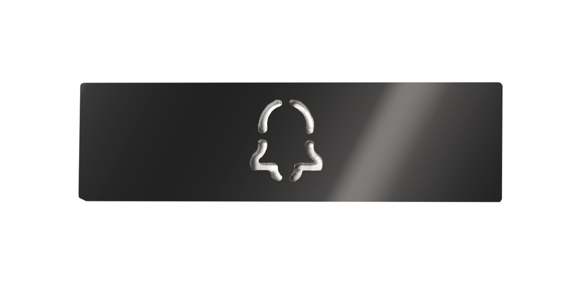 Titanium-coated stainless steel doorbell nameplate with engraved DoorBird logo