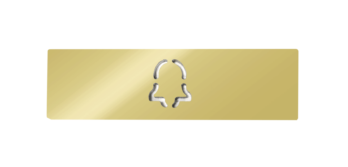 Brass engraved nameplate with call button icon
