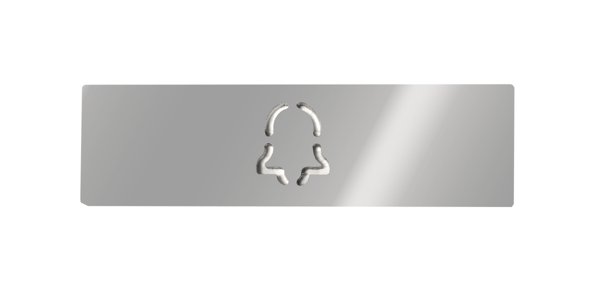 DoorBird chrome engraved nameplate for One Call button D21X, with outlined logo