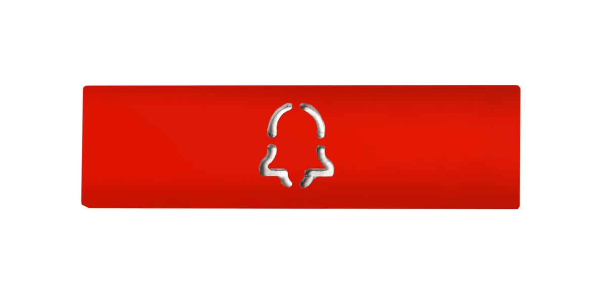 Pure red engraved nameplate with call icon
