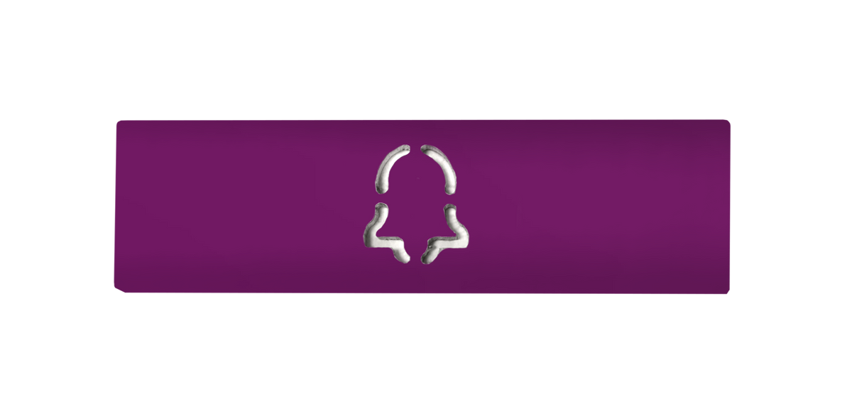 DoorBird engraved nameplate in traffic purple with call bell icon