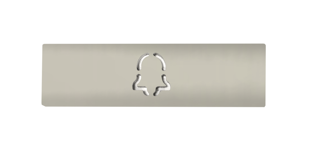 Grey-white engraved doorbell nameplate with call icon cutout