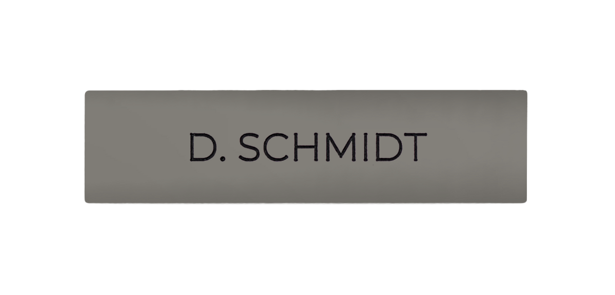 DoorBird nameplate, signal grey, engraved 'D. SCHMIDT'