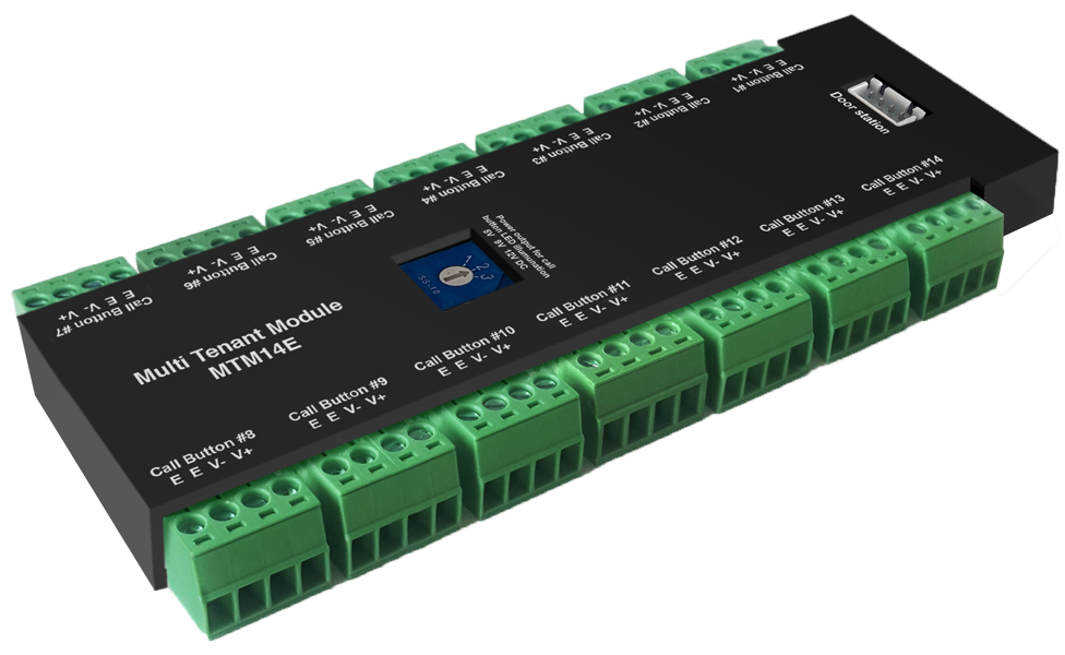 Multi-Tenant Module Mtm14E with green 14-pin terminal block, compact black control board