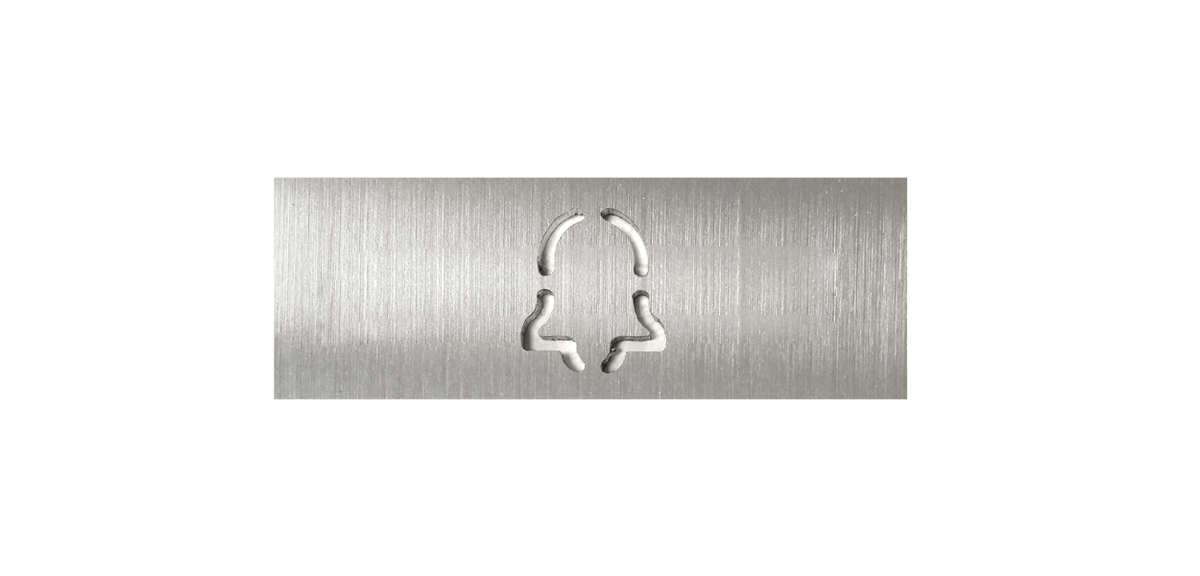 Stainless steel engraved DoorBird nameplate with headset symbol for call button