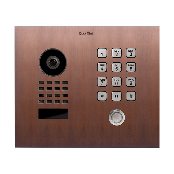 DoorBird D1101KH bronze flush-mount IP video door station with camera and keypad
