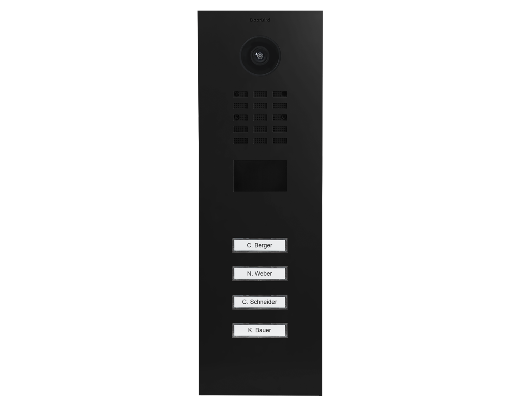 DoorBird graphite black IP video door station with 4 call buttons and camera