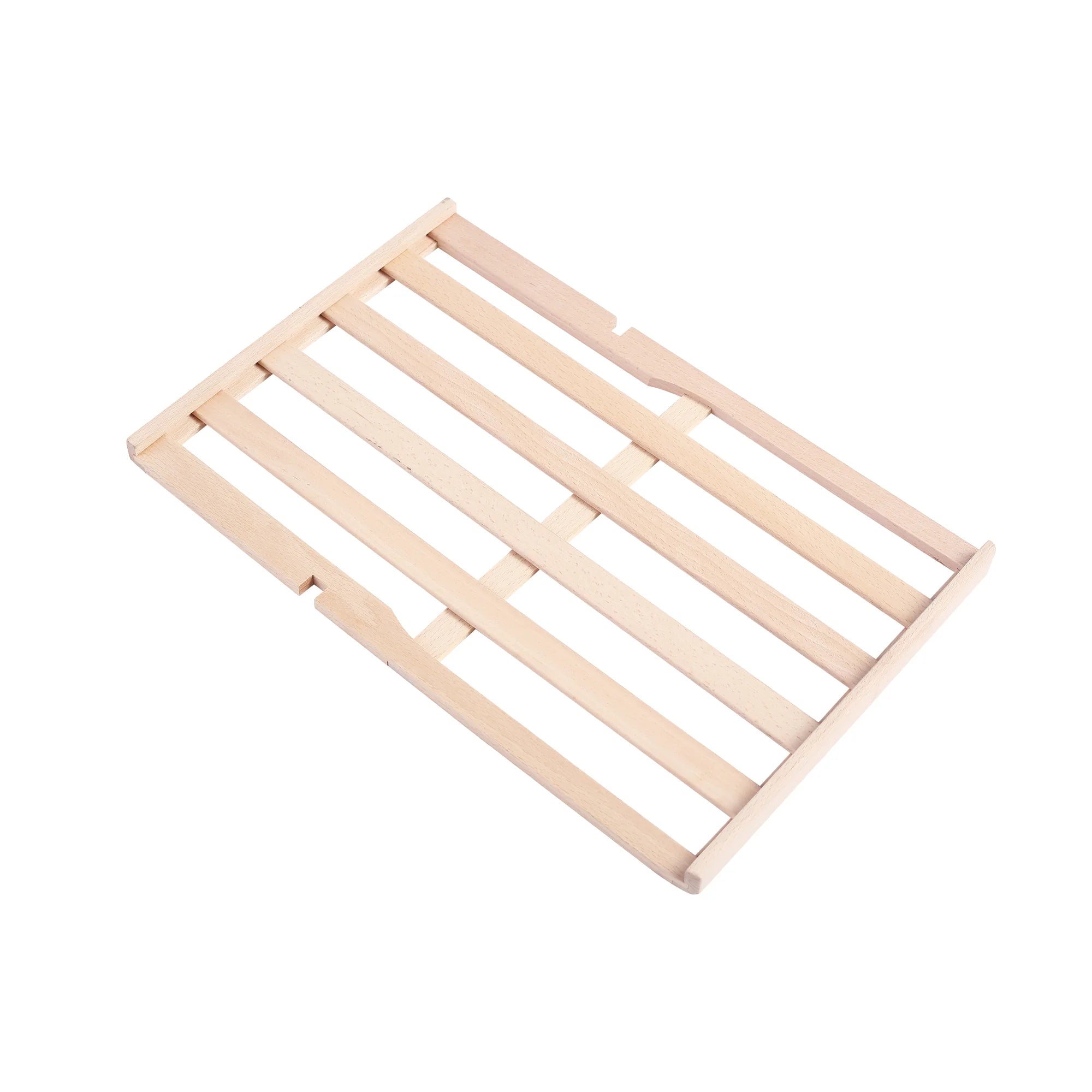 Light wood wine cooler rack shelf with slatted design