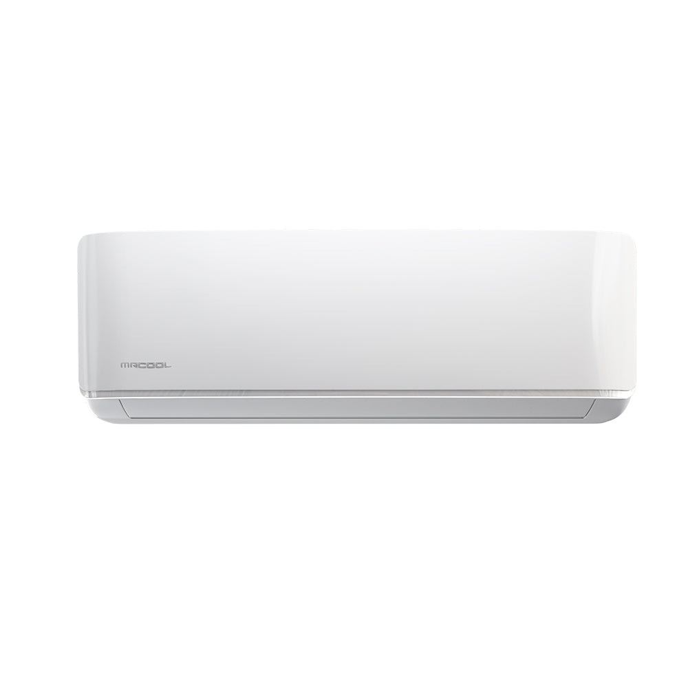 White wall-mounted indoor air handler for ductless mini split with slim grille