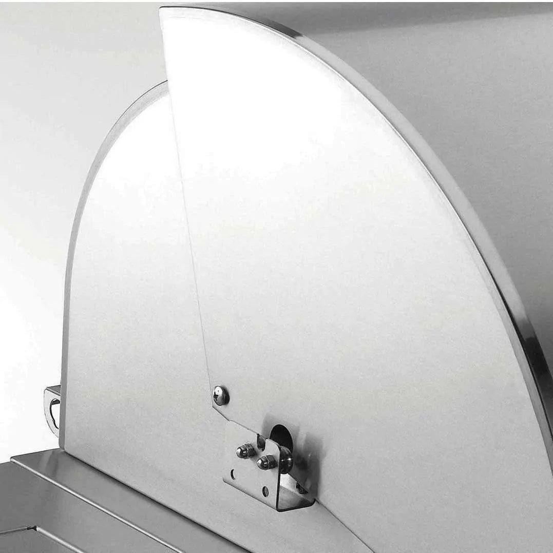 Stainless steel built-in gas grill side panel with handle and rectangular access window