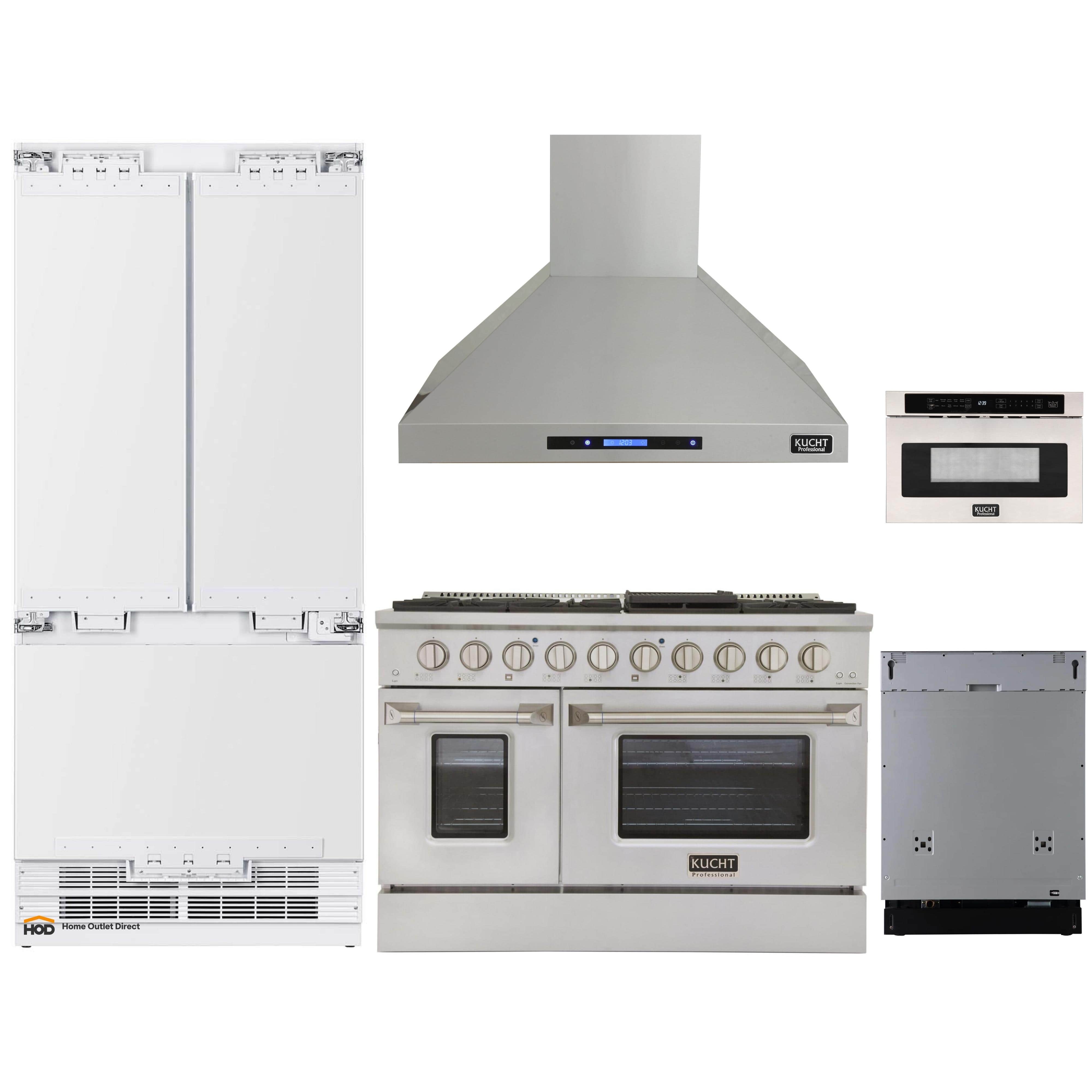 Kucht 5Piece Appliance Package 48" Dual Fuel Range, 36" Panel Ready