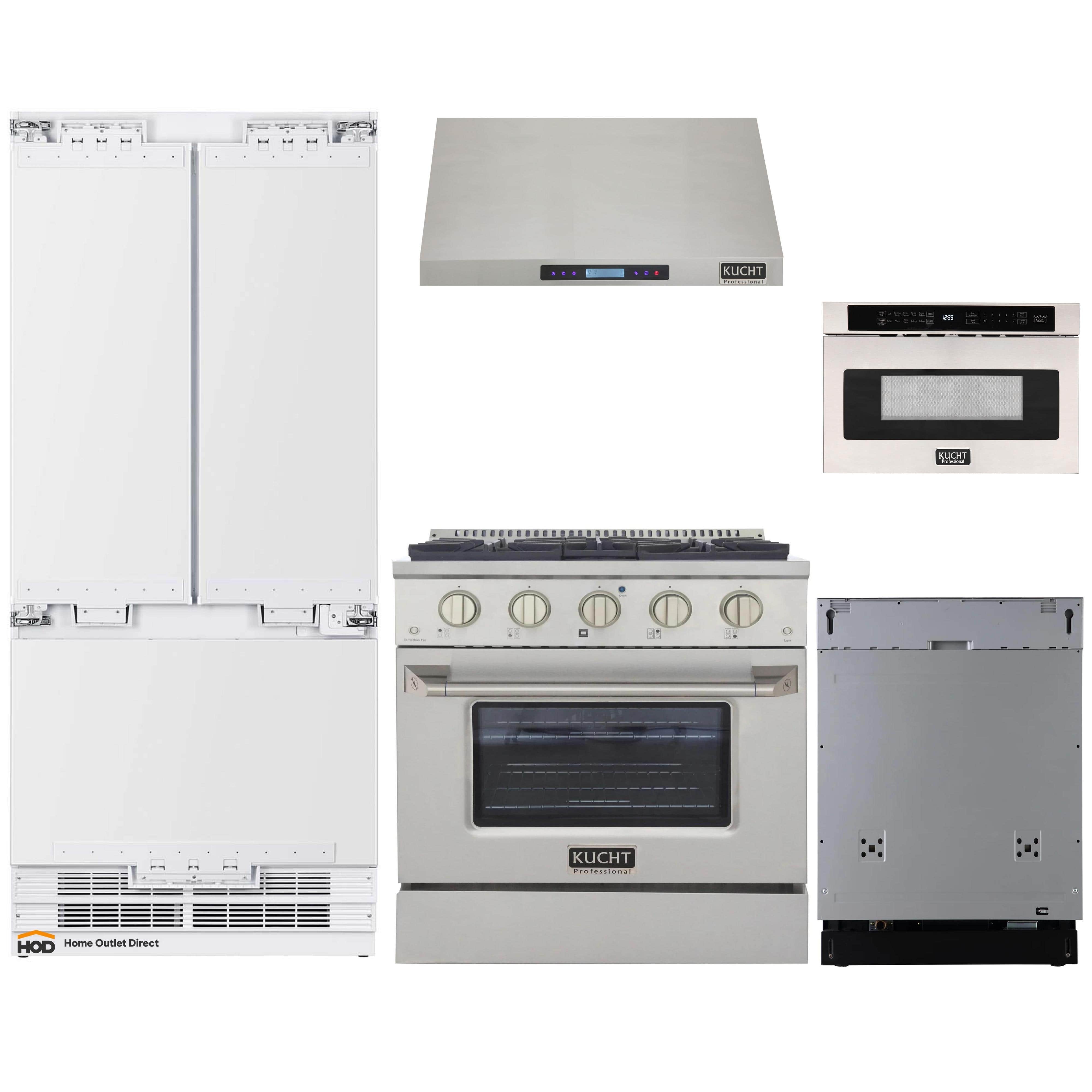 Kucht 5Piece Appliance Package 30Inch Gas Range, 36Inch Panel Rea