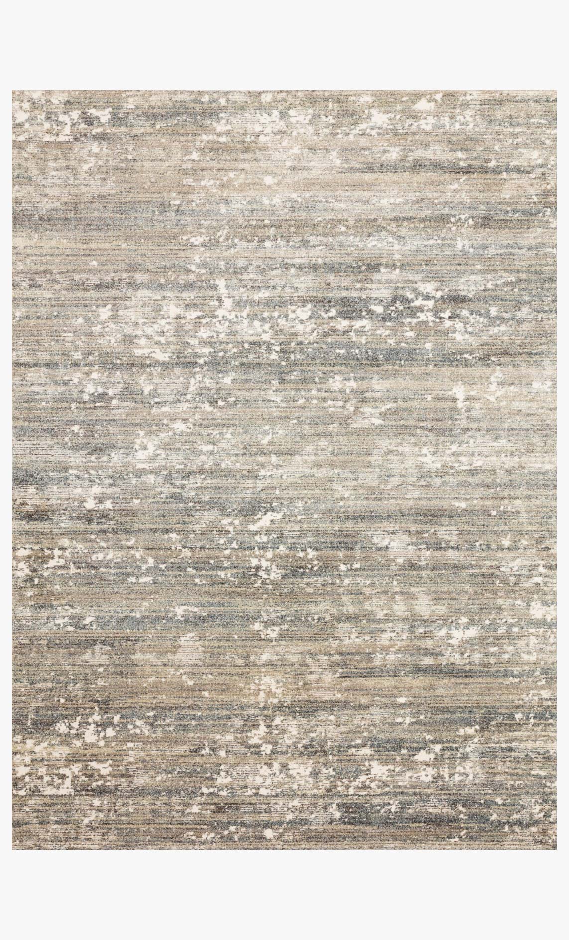 Contemporary power-loomed area rug with distressed horizontal stripe pattern in fog gray