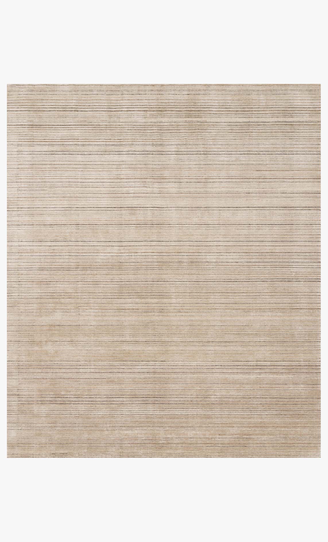 Traditional hand-loomed rug, oatmeal beige with subtle horizontal stripes and border