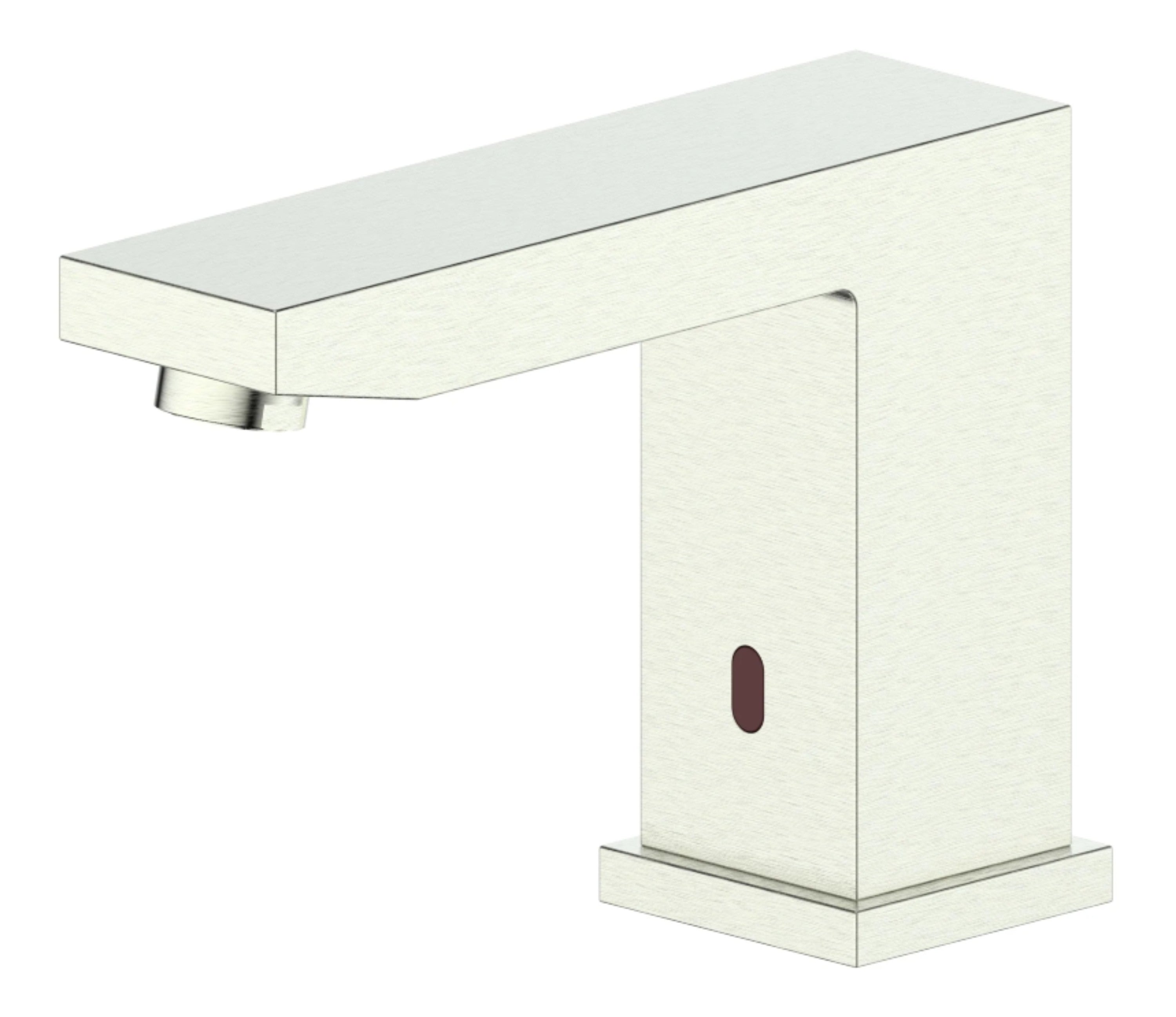 Touchless bath faucet with brushed nickel finish, rectangular spout and base
