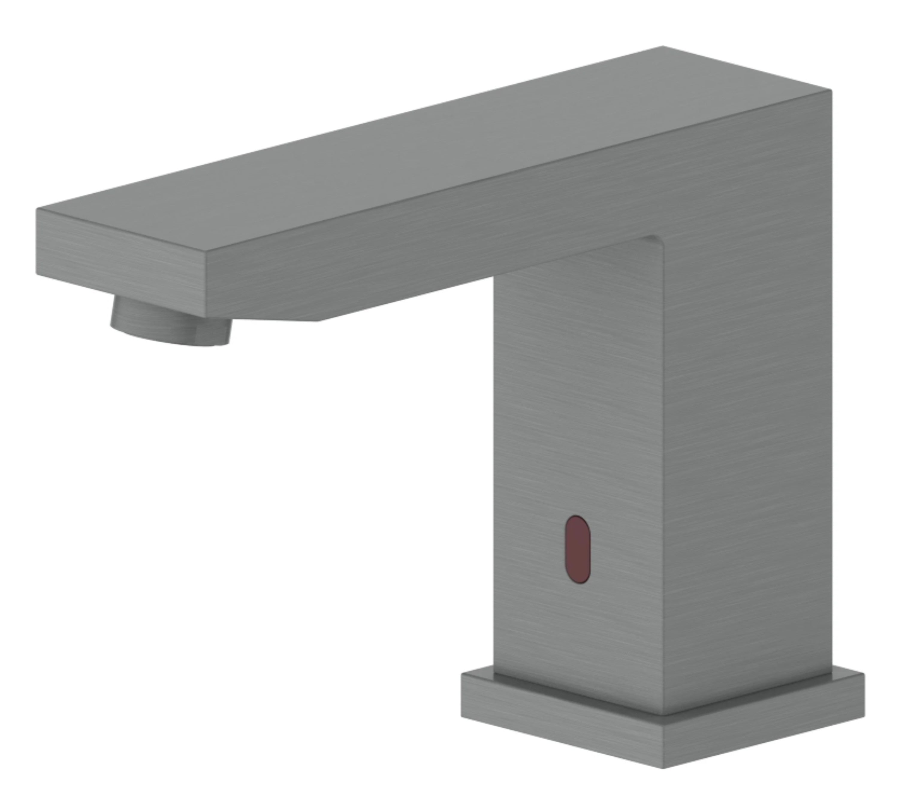 Gun metal touchless bath faucet with rectangular single spout and sensor window