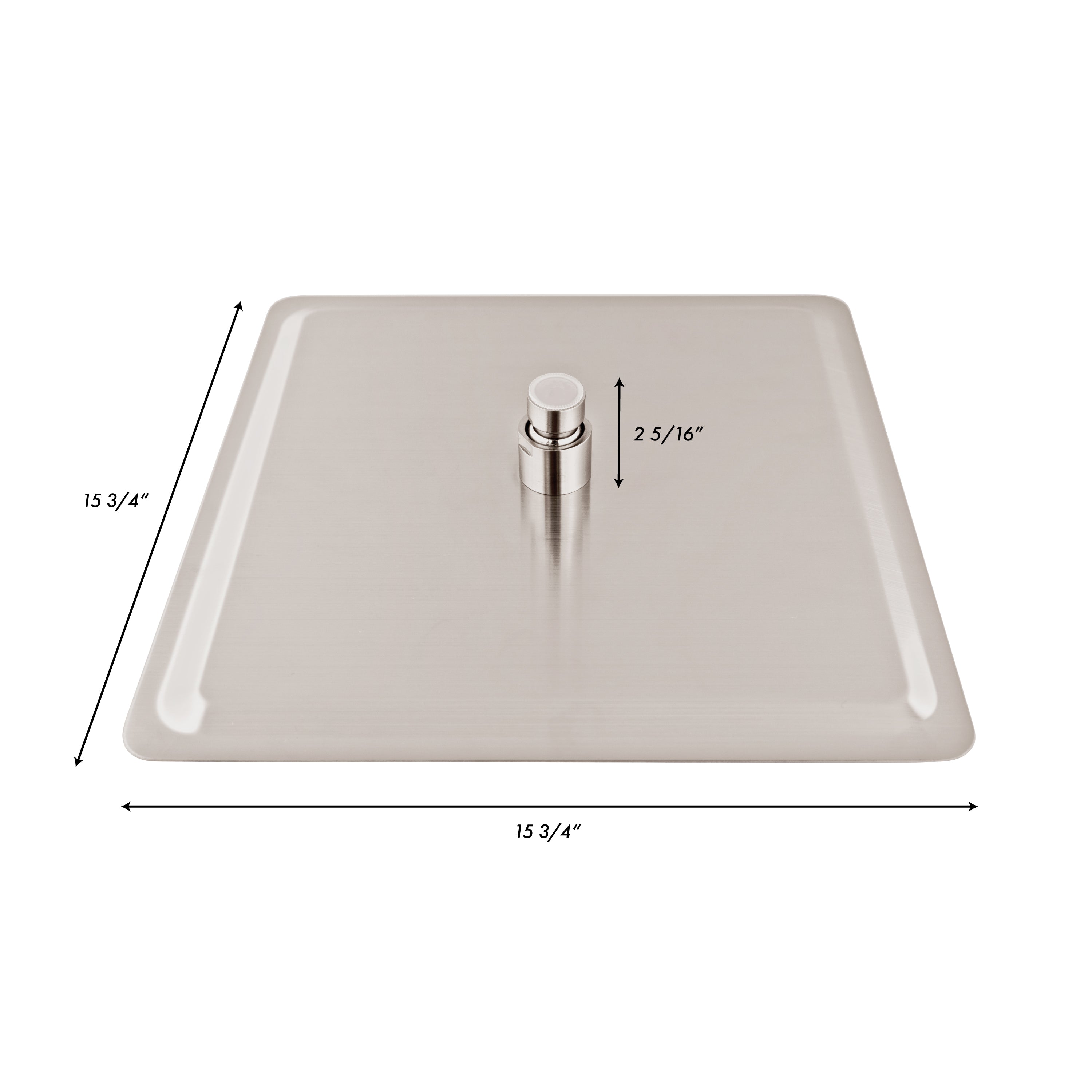 Brushed nickel square shower head with central control fitting