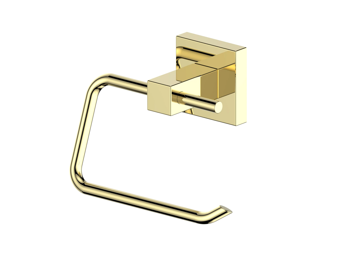 Polished gold towel ring with wall mount and curved loop