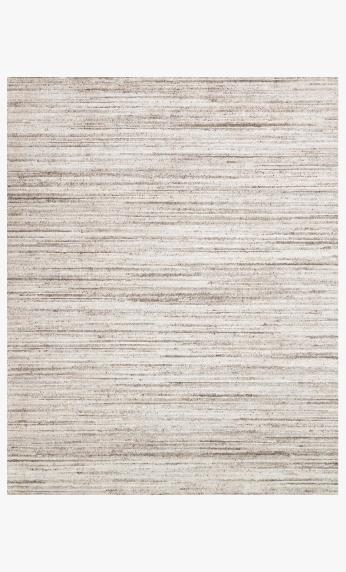 Hand-loomed ivory and oatmeal rug with thin horizontal stripe pattern, flat weave