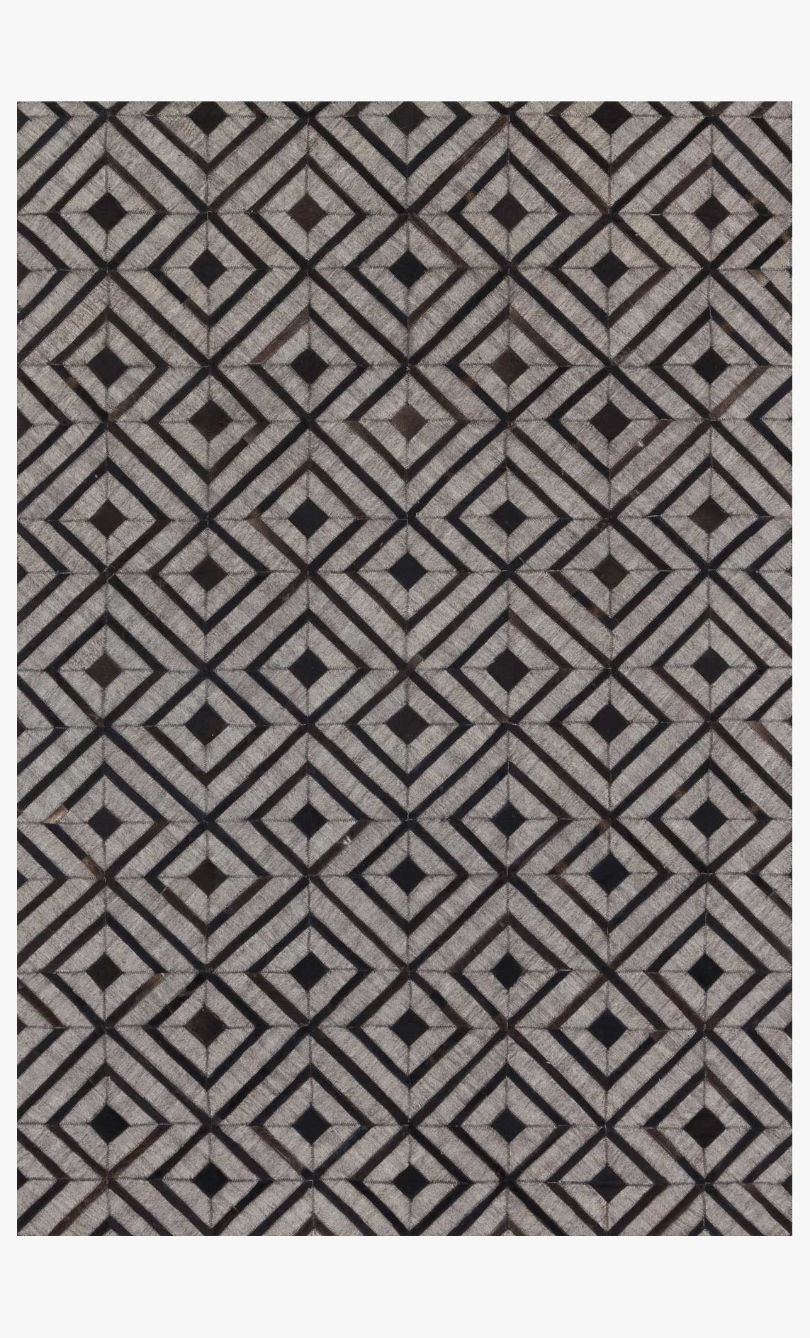 Beige and dark brown geometric hand-stitched area rug with diamond lattice pattern