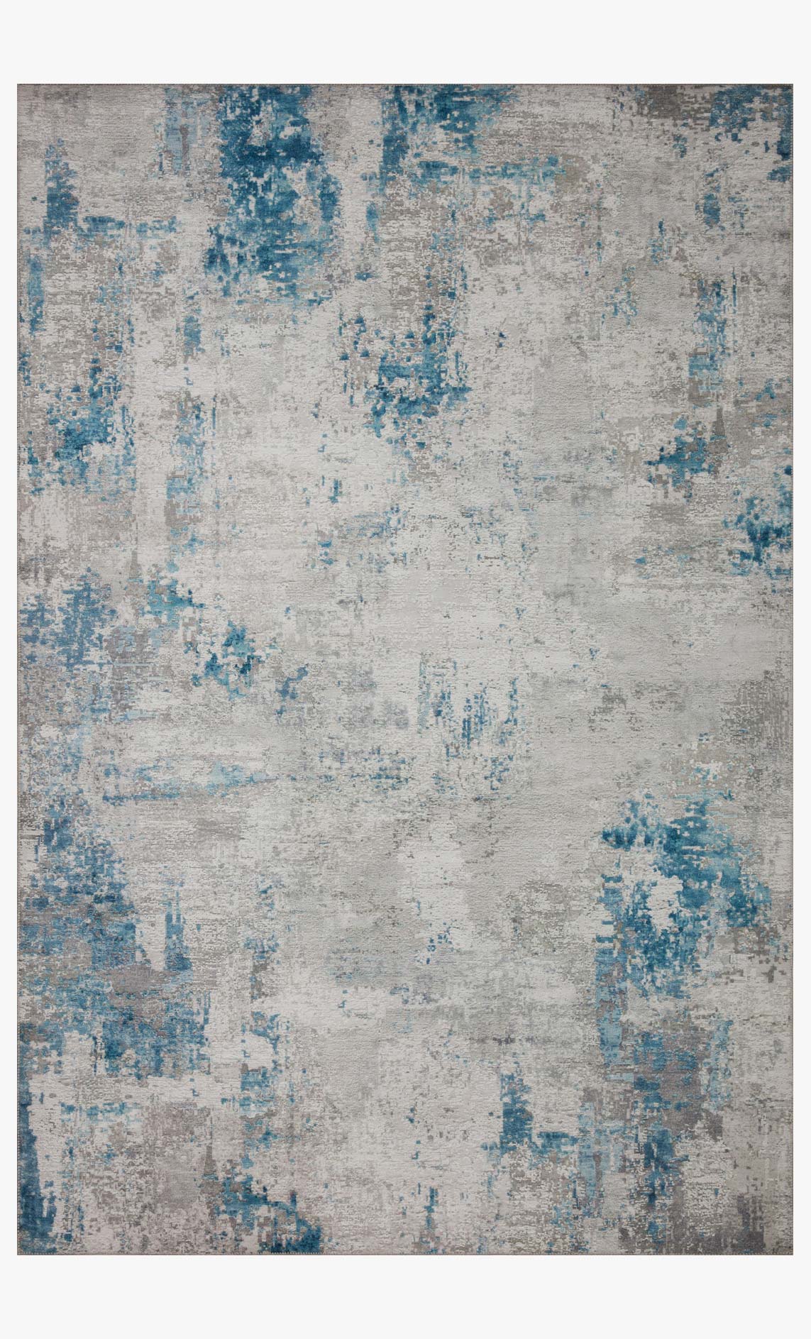 Contemporary power-loomed rug with distressed blue and gray abstract pattern