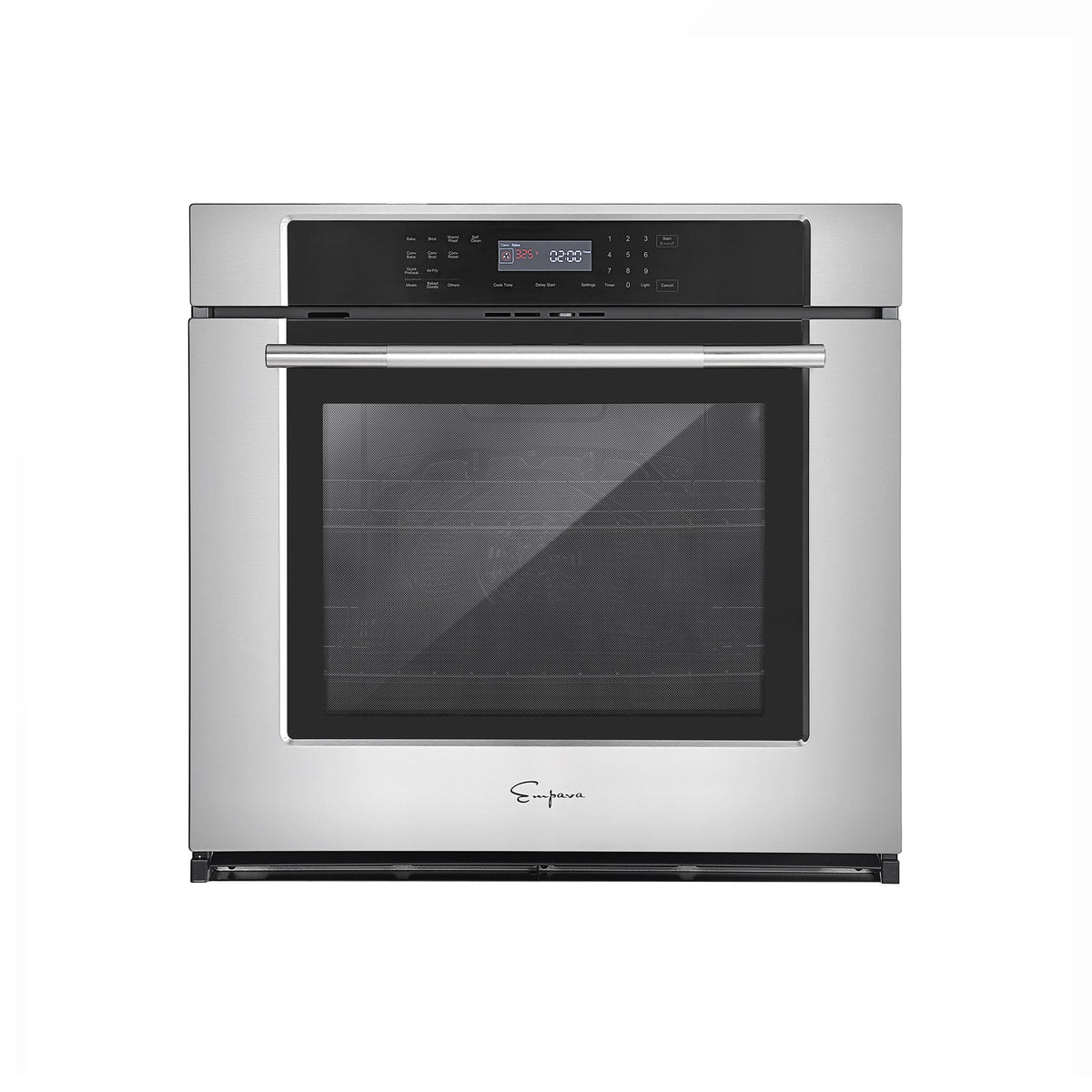 Stainless steel 30-inch electric single wall oven with black glass door