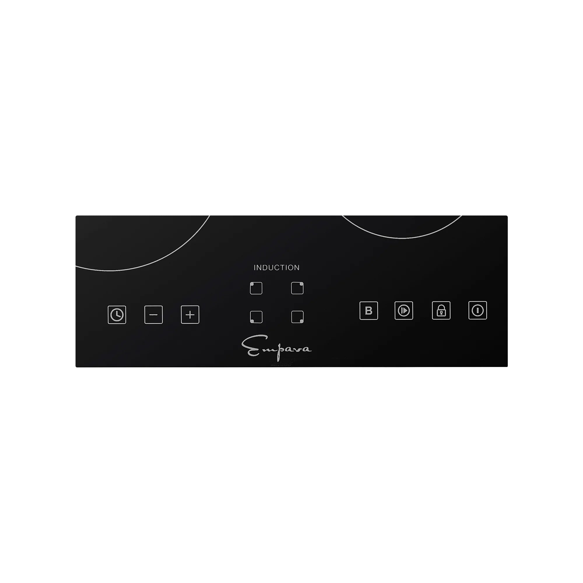 Black induction cooktop front edge with touch controls and Induction button