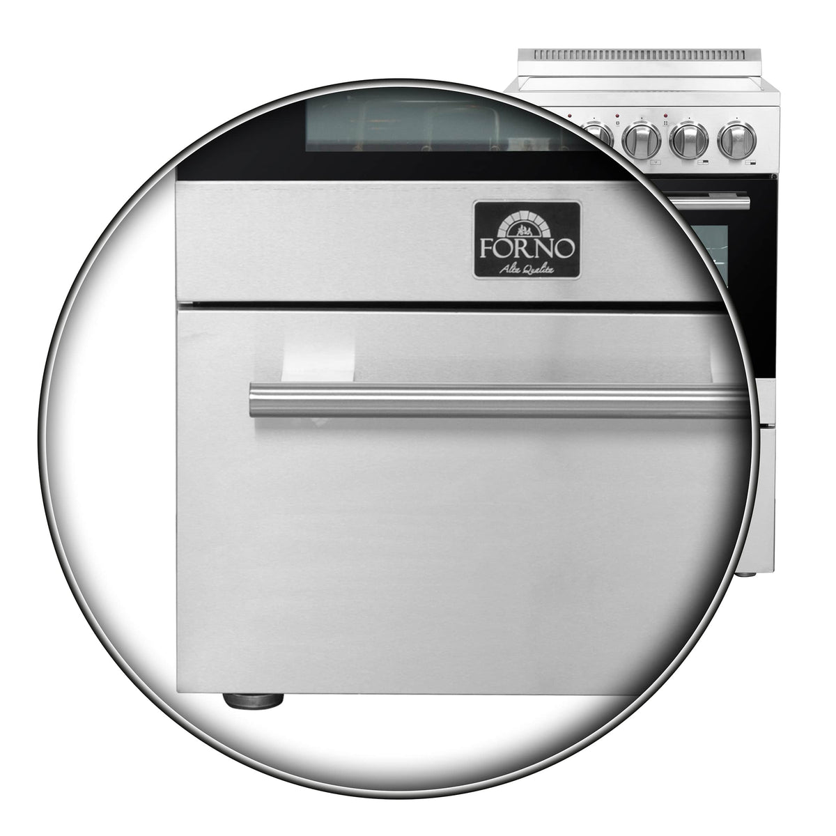 Stainless electric range with front oven door window and side control panel