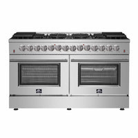 Forno Galiano 60-Inch Dual Fuel Range with 240v Electric Oven - 10 Burners in Stainless Steel (FFSGS6156-60)
