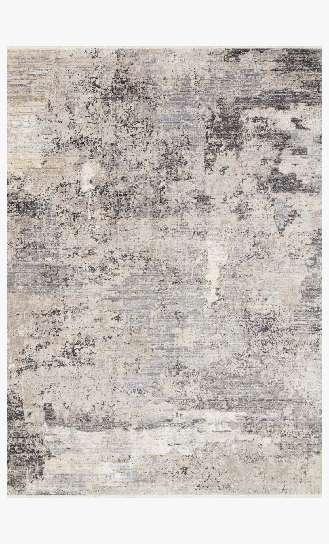 Transitional power-loomed area rug with distressed abstract pattern in light gray