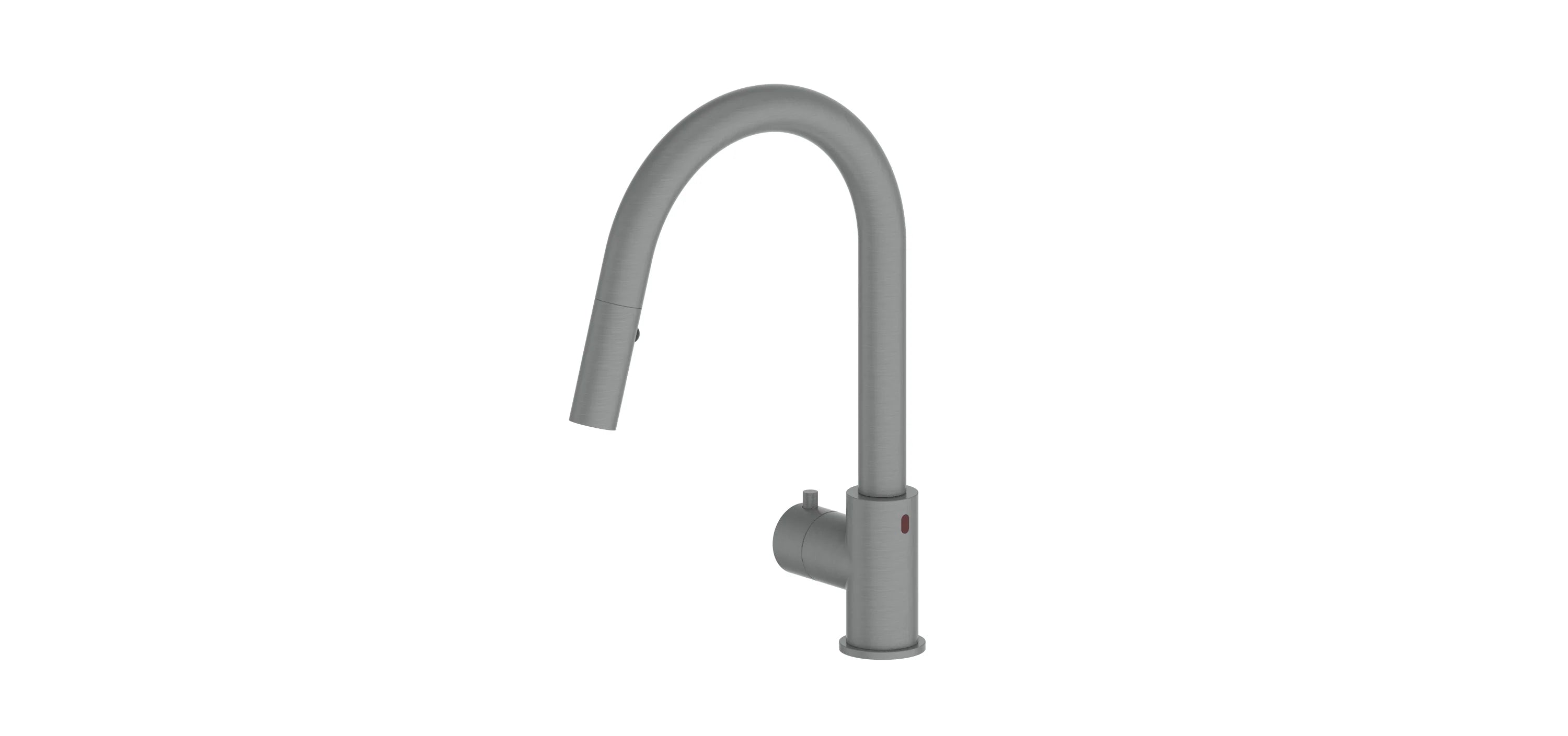 Gun metal touchless kitchen faucet with tall arched spout and single lever