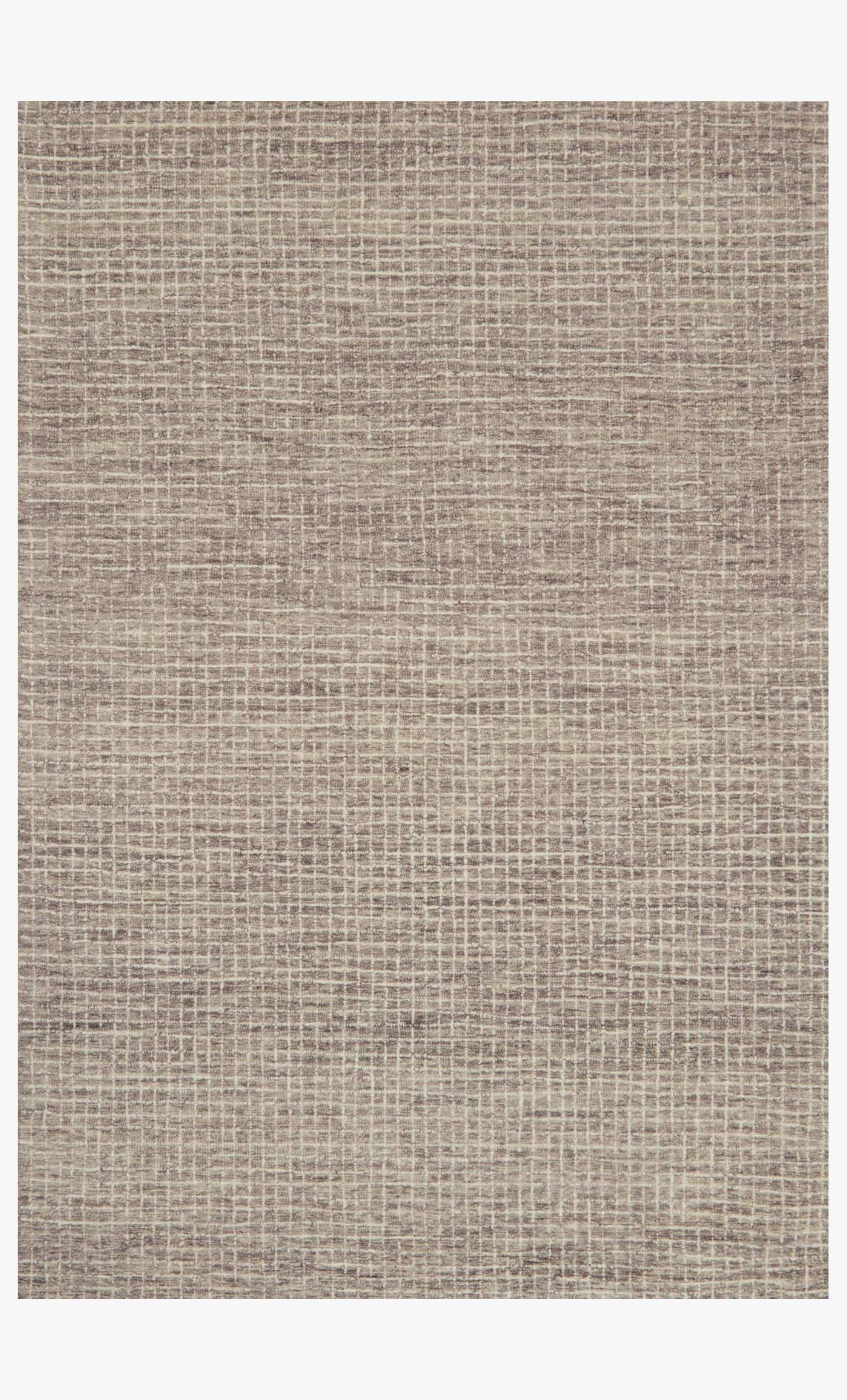 Transitional hooked rug in smoke, textured low-pile grid weave, full view
