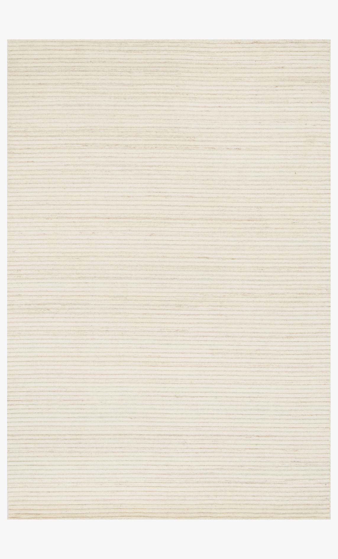 Hand-loomed transitional rug in ivory with subtle woven stripe texture
