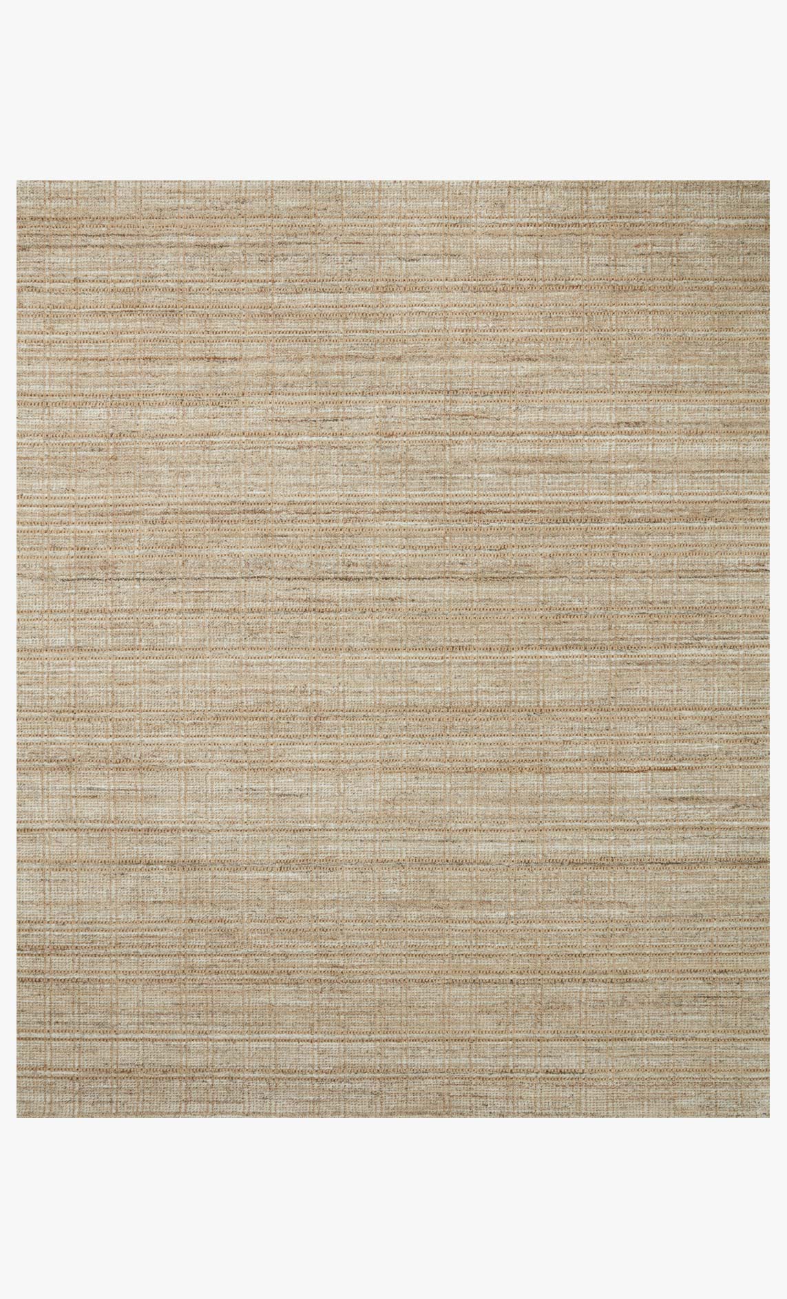 Natural and sand hand-loomed rug with subtle horizontal stripes and textured weave