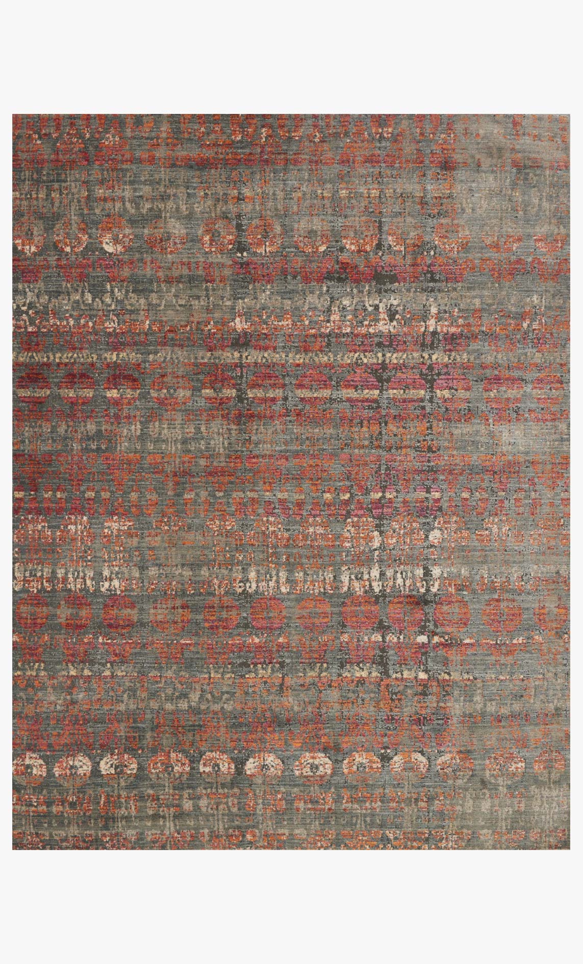 Contemporary power-loomed rug with abstract pattern in steel gray and rust orange