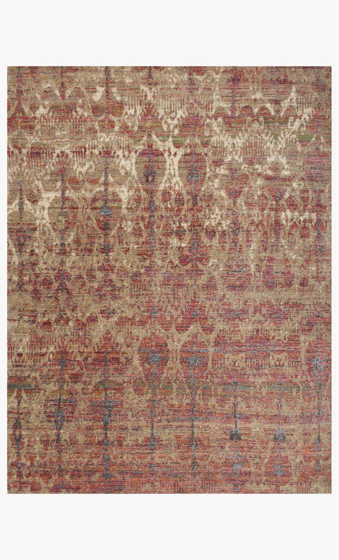 Contemporary power-loomed rug with cream, berry red, and brown abstract pattern
