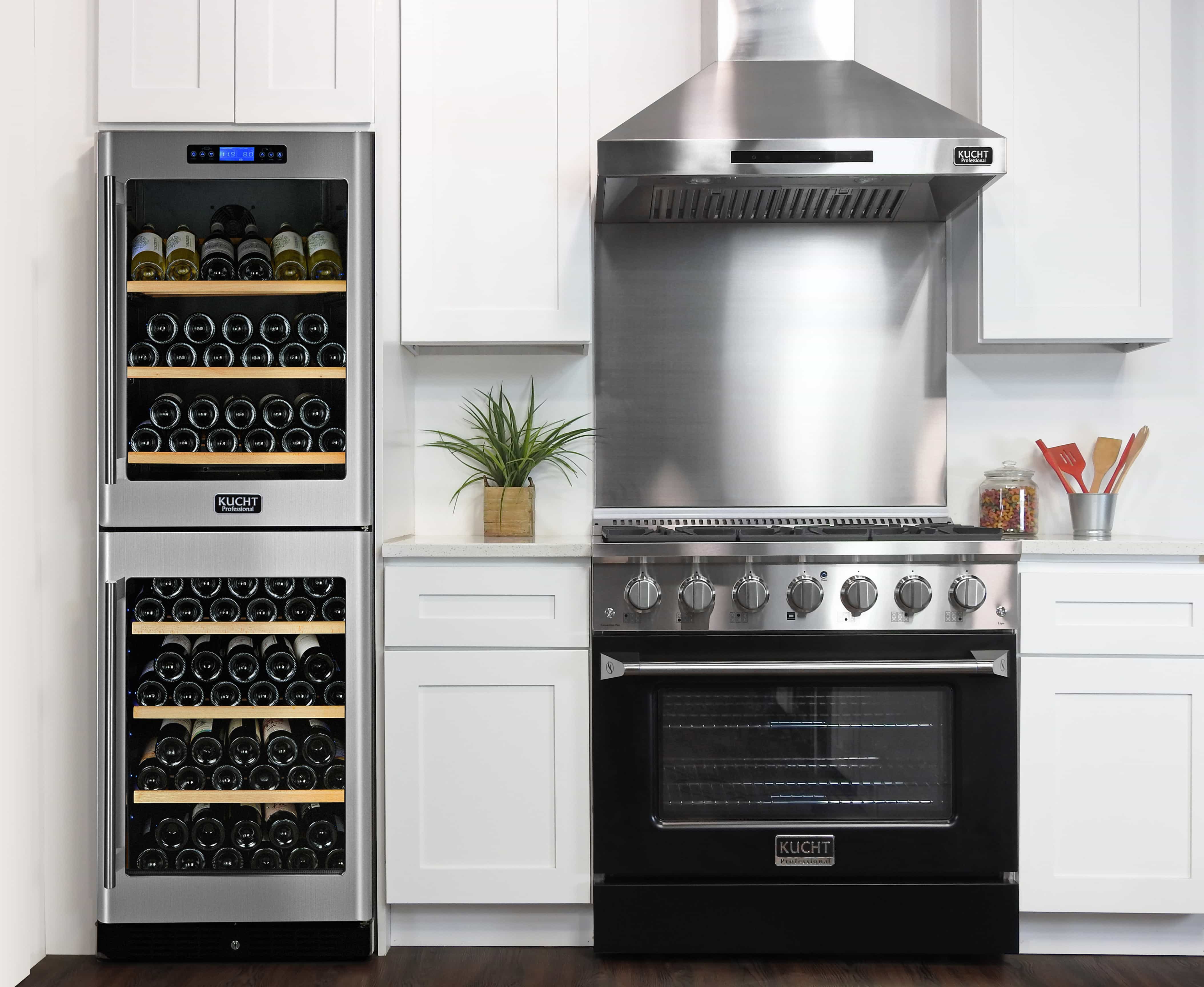 Pro-style dual fuel range with black oven door, stainless cooktop, and storage drawer