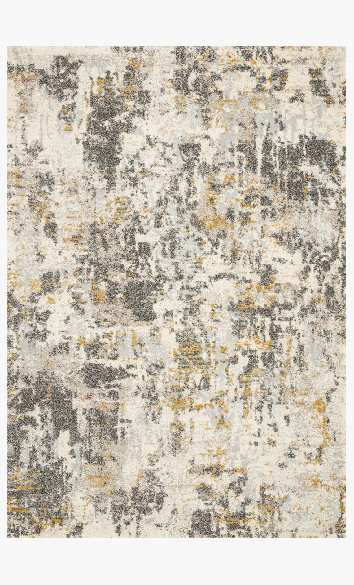 Contemporary power-loomed rug in granite gray with cream abstract distressed pattern