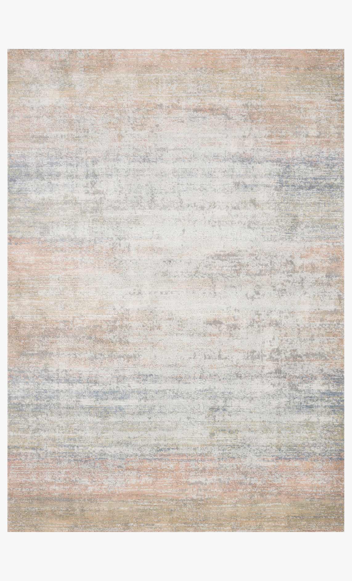 Transitional power loomed rug in mist tone with light beige, gray, and muted rust abstract weave