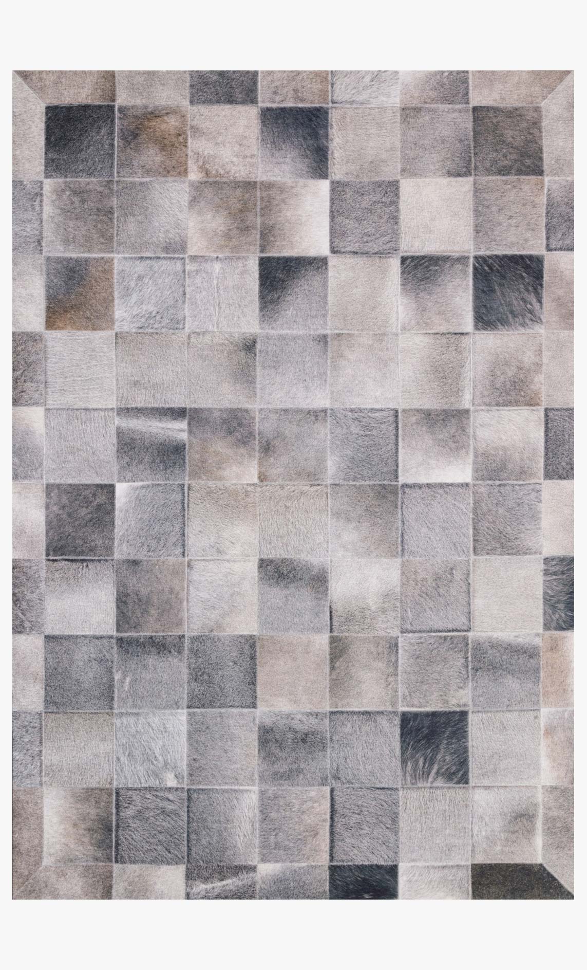 Charcoal and grey power-loomed rug with square patchwork pattern
