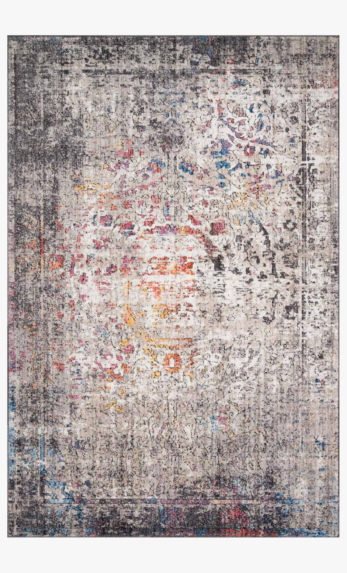 Granite contemporary power-loomed rug with abstract distressed pattern and multicolor speckles