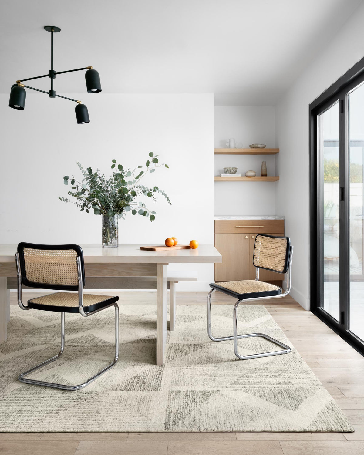 Light gray geometric area rug with textured short pile, rectangular shape