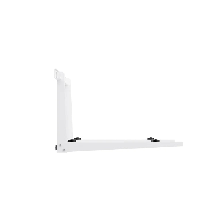 White metal condenser wall mounting bracket with horizontal base bar and side plate