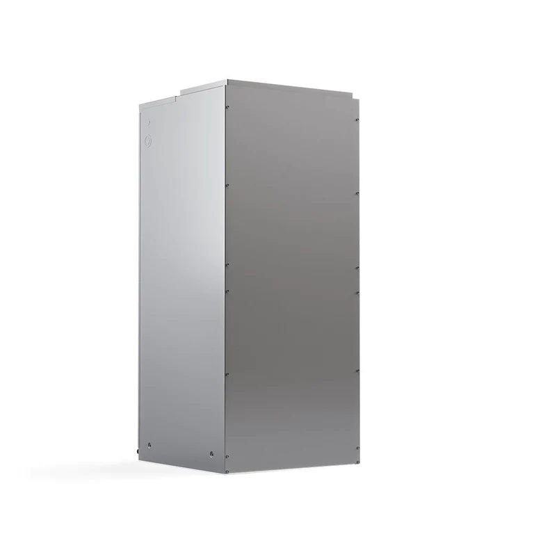 MRCOOL air handler cabinet, rectangular gray housing with side panels